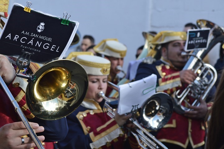 La Agrupación Musical San Miguel Árcangel de Puertollano este sábado en la salida procesional de Jesús Resucitado de Montoro