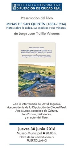 Jorge Juan Trujillo presentará mañana en Puertollano su libro Minas de San Quintín