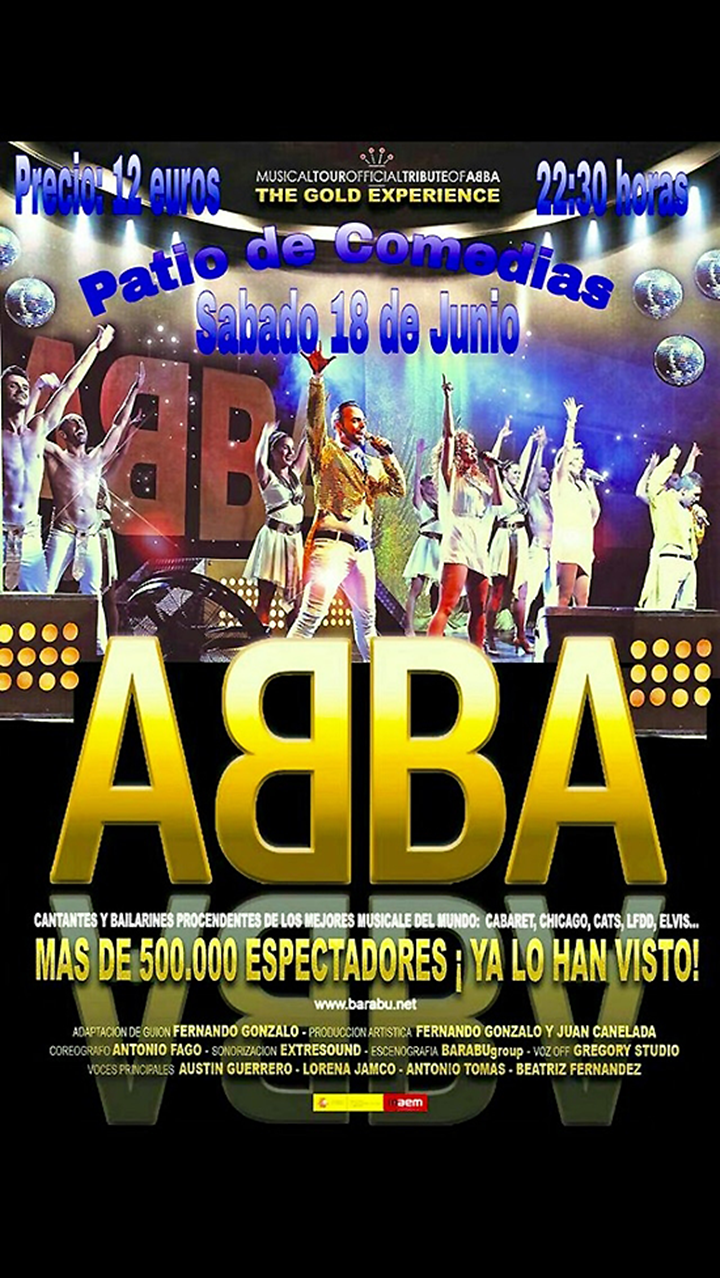 Cartel del musical ABBA que abrirá el Ciclo de Música en los Patios