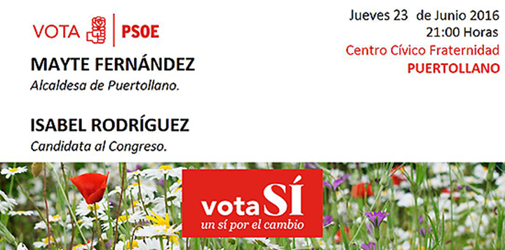Cartel informativo del cierre de campaña del PSOE de Puertollano