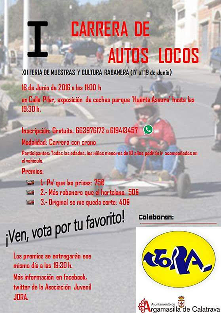 Cartel informativo de la carrera de autos locos