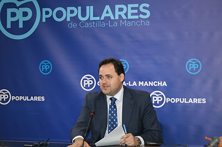 El portavoz adjunto del Grupo Popular (GPP) en las Cortes de Castilla-La Mancha, Francisco Núñez, en rueda de prensa