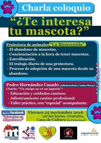 charla coloquio-te interesa tu mascota - noviembre2016 - proyecto mascotas en miguelturra