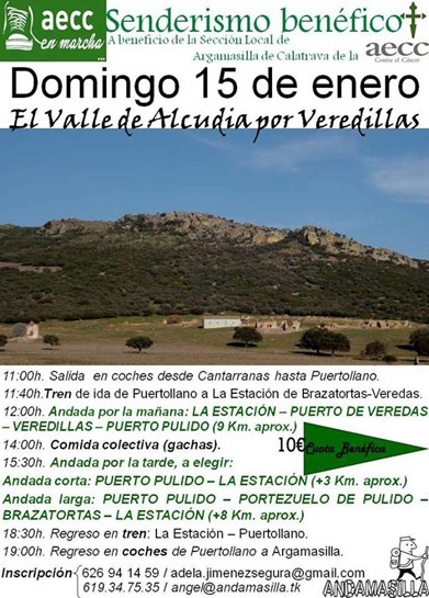 Cartel de la ruta de senderismo del domingo 15 de enero