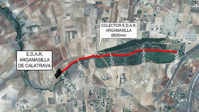 Panorámica aérea que determina la ubicación definitiva de la EDAR de Argamasilla de Calatrava