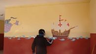 Franz Campoy realiza un maratón de murales por los Centros Educativos de Quintanar