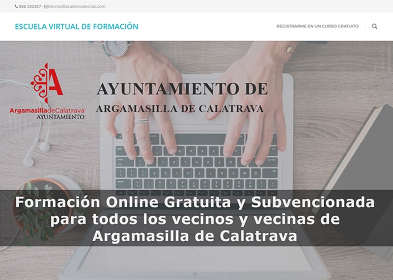 Portada de acceso a la plafaforma virtual de formación de Argamasilla de Calatrava
