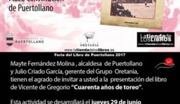 Manuel López Rueda y Julio Bayo acompañan a Vicente de Gregorio en la presentación del libro “Cuarenta años de toreo” en el Museo Municipal de Puertollano