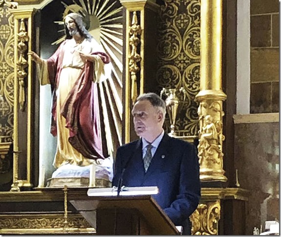 Eduardo Egido durante la celebración del Pregón de Semana Santa en Argamasilla de Calatrava