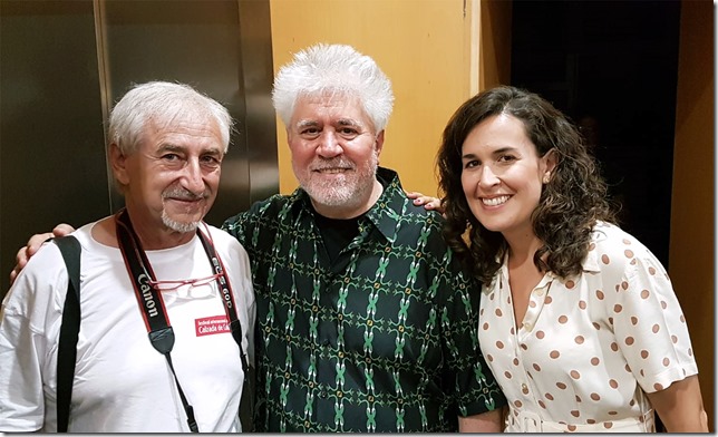Gema García junto a Pedro Almodóvar y Blas López Cañabate