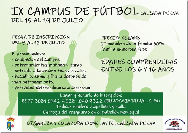 Cartel del Campus de f&uacute;tbol en Calzada de Calatrava