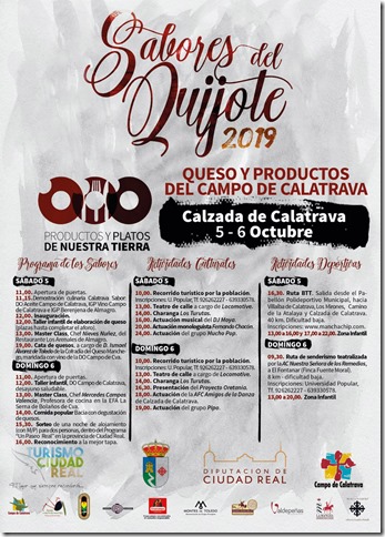 Cartel de actividades de la celebración de Sabores del Quijote en Calzada de Calatrava bueno