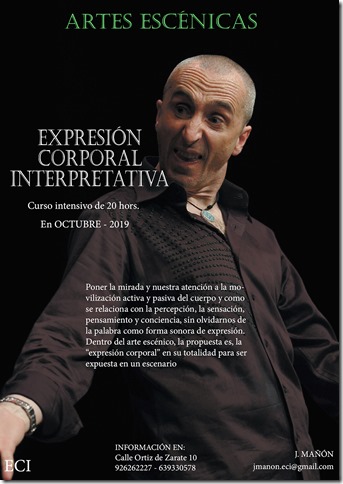 Cartel del taller de expresión corporal interpretativa que tendrá lugar en Calzada de Calatrava