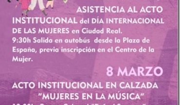 Calzada de Calatrava llevará a cabo diversas actividades con motivo del Día Internacional de la Mujer